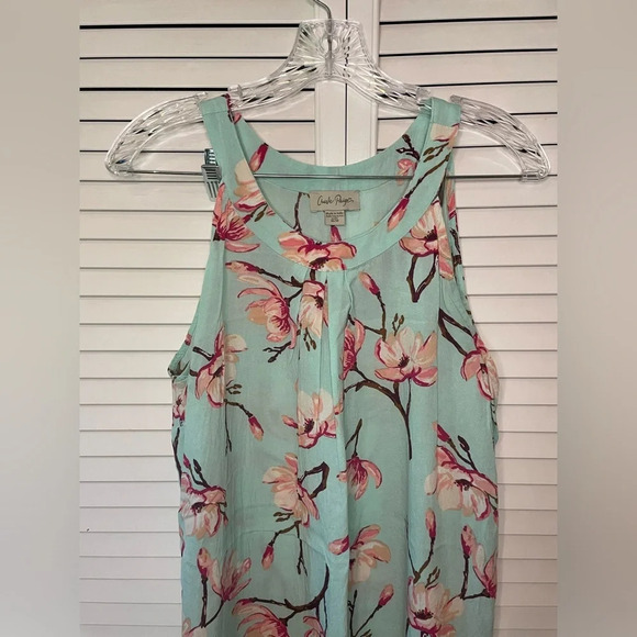Charlie Paige Women’s Sleeveless Halter Neck Mini Dress Blue Pink Floral Medium - Picture 5 of 14